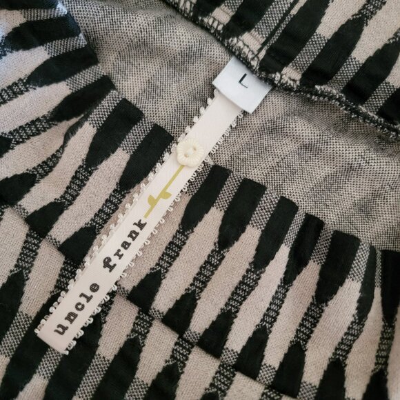 Anthropologie Uncle Frank L Black Tan Chevron Retro Mod Shift Dress 3/4 Sleeve - Picture 2 of 11